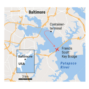 Containerschiff Dali rammt Brücke