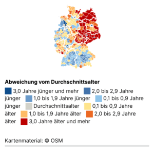 Durchschnittsalter der Bevölkerung (Karte, 2024)