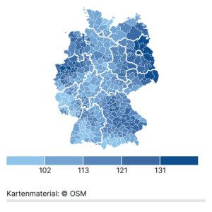 Todesfälle durch Feinstaub (Karte, 2022)