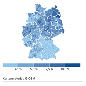 Arbeitslosenquoten (Kreise, September 2025)