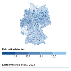 Erreichbarkeit von Krankenhäusern (Karte, 2024)