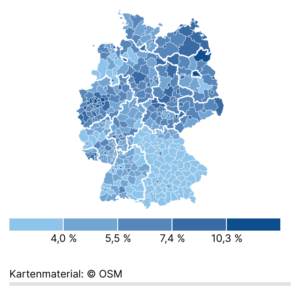 Arbeitslosenquoten (Kreise, Oktober 2025)