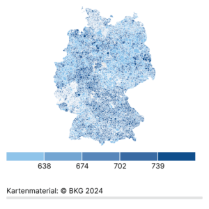 Pkw-Dichte (Gemeinden, Karte, 2025)