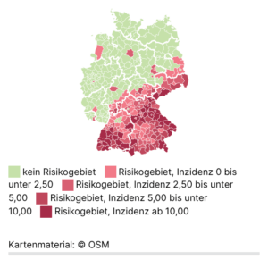 FSME-Risikogebiete (Karte, 2025)