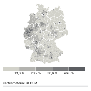 Fläche für Siedlungen und Verkehr (Karte, 2022)