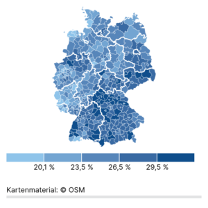 Väteranteil beim Elterngeld (2024, Karte)