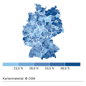 Energieeffizienz-Aufpreis bei Wohnungen (Karte, 2024)