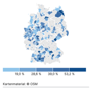 Frauen in Mathe & Co.-Studiengängen (Karte, 2023)