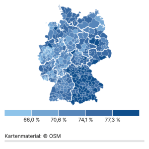 Erwerbstätige Frauen (Karte, 2022)