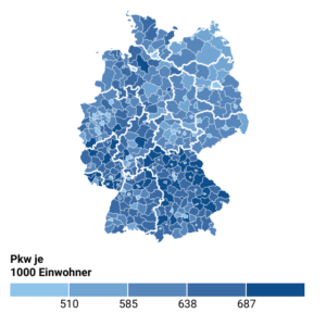 Pkw-Dichte (Landkreise, 2024)