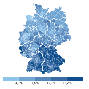 Heizen mit erneuerbaren Energieträgern (Karte, 2022)