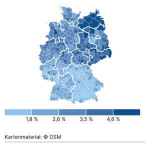 Wohngeldhaushalte in Deutschland (Karte, 2023)