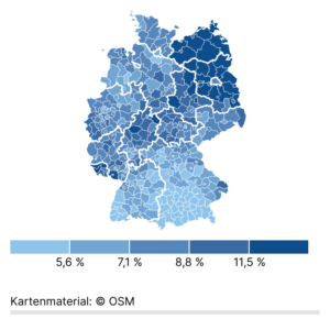 Pflegebedürftige in Deutschland (Karte, 2023)